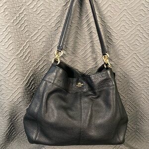 Coach Black Leather 3 Compartment Shoulder Bag